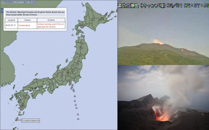 núi lửa Suwanose phun trào