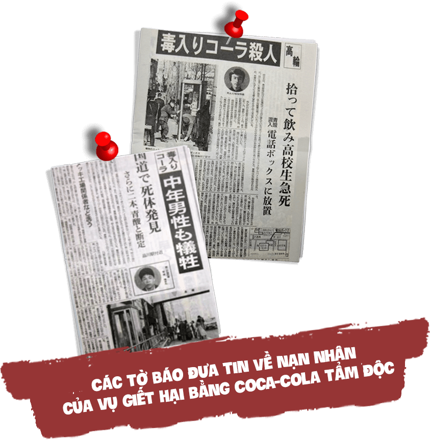 Các tờ báo đưa tin về nạn nhân của vụ giết hại bằng Coca-Cola tẩm độc 
