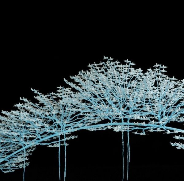 tác phẩm bonsai được ghép từ hạc giấy của nghệ sĩ Nhật Bản